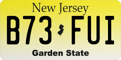 NJ license plate B73FUI