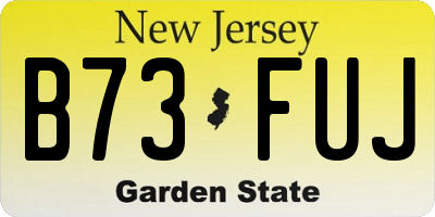 NJ license plate B73FUJ