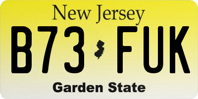 NJ license plate B73FUK
