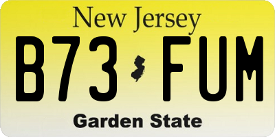 NJ license plate B73FUM