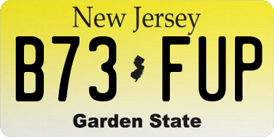 NJ license plate B73FUP
