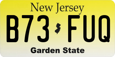 NJ license plate B73FUQ