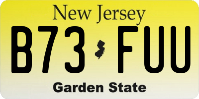 NJ license plate B73FUU