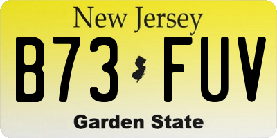 NJ license plate B73FUV
