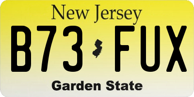 NJ license plate B73FUX