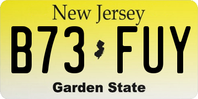 NJ license plate B73FUY