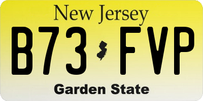 NJ license plate B73FVP