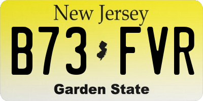 NJ license plate B73FVR