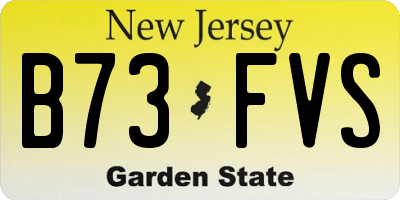 NJ license plate B73FVS