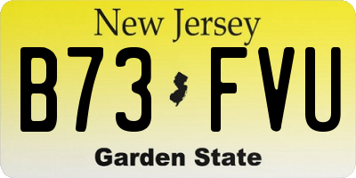 NJ license plate B73FVU