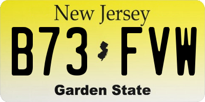 NJ license plate B73FVW