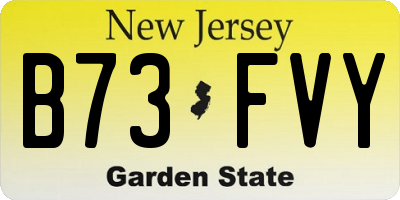 NJ license plate B73FVY