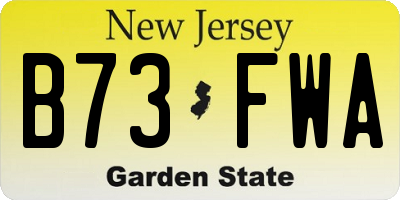 NJ license plate B73FWA