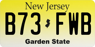 NJ license plate B73FWB