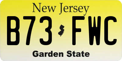 NJ license plate B73FWC