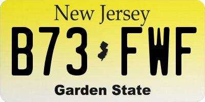 NJ license plate B73FWF