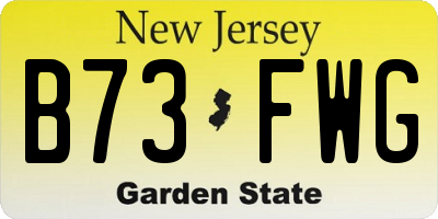 NJ license plate B73FWG
