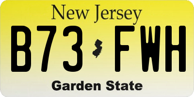 NJ license plate B73FWH