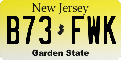 NJ license plate B73FWK