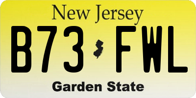 NJ license plate B73FWL