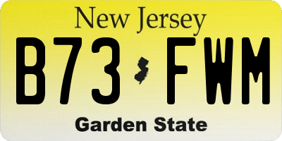 NJ license plate B73FWM