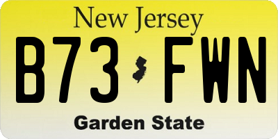 NJ license plate B73FWN