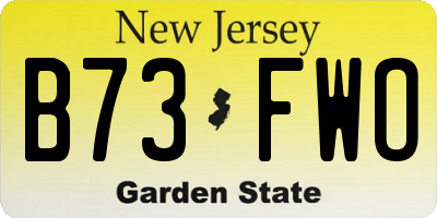 NJ license plate B73FWO
