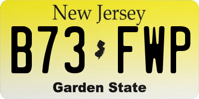 NJ license plate B73FWP