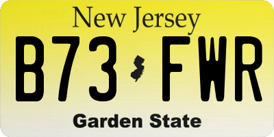 NJ license plate B73FWR