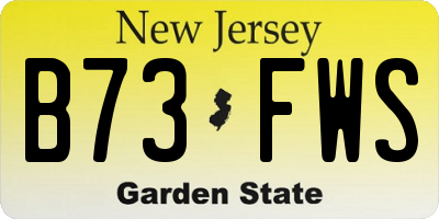 NJ license plate B73FWS