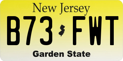NJ license plate B73FWT