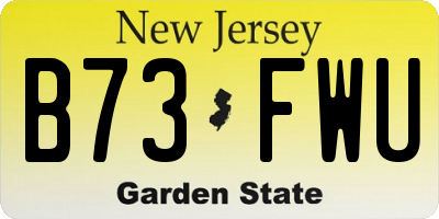 NJ license plate B73FWU