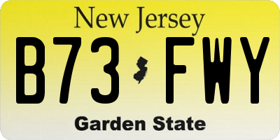 NJ license plate B73FWY