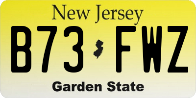 NJ license plate B73FWZ