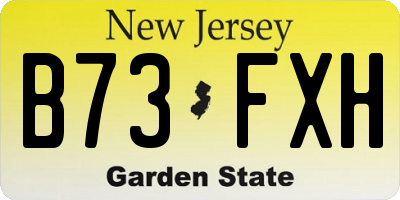 NJ license plate B73FXH