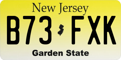 NJ license plate B73FXK