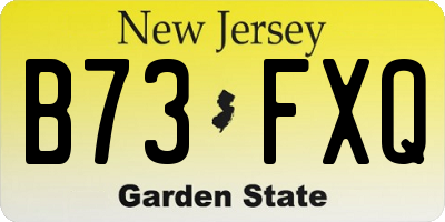 NJ license plate B73FXQ