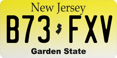 NJ license plate B73FXV