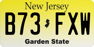 NJ license plate B73FXW
