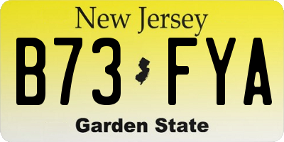 NJ license plate B73FYA