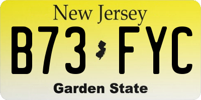 NJ license plate B73FYC