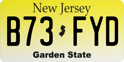 NJ license plate B73FYD