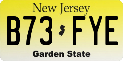 NJ license plate B73FYE