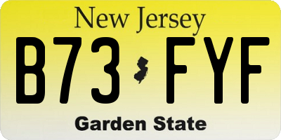 NJ license plate B73FYF