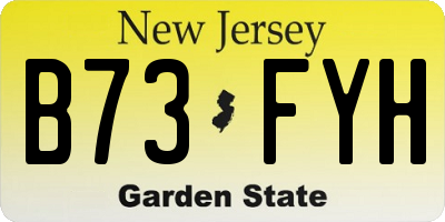 NJ license plate B73FYH