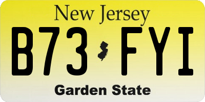NJ license plate B73FYI
