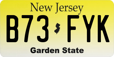 NJ license plate B73FYK