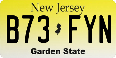 NJ license plate B73FYN