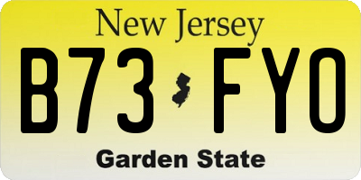 NJ license plate B73FYO