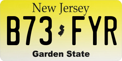 NJ license plate B73FYR